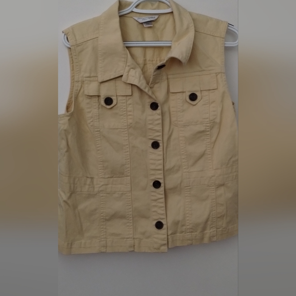 Christopher & Banks Cream Yellow Vest